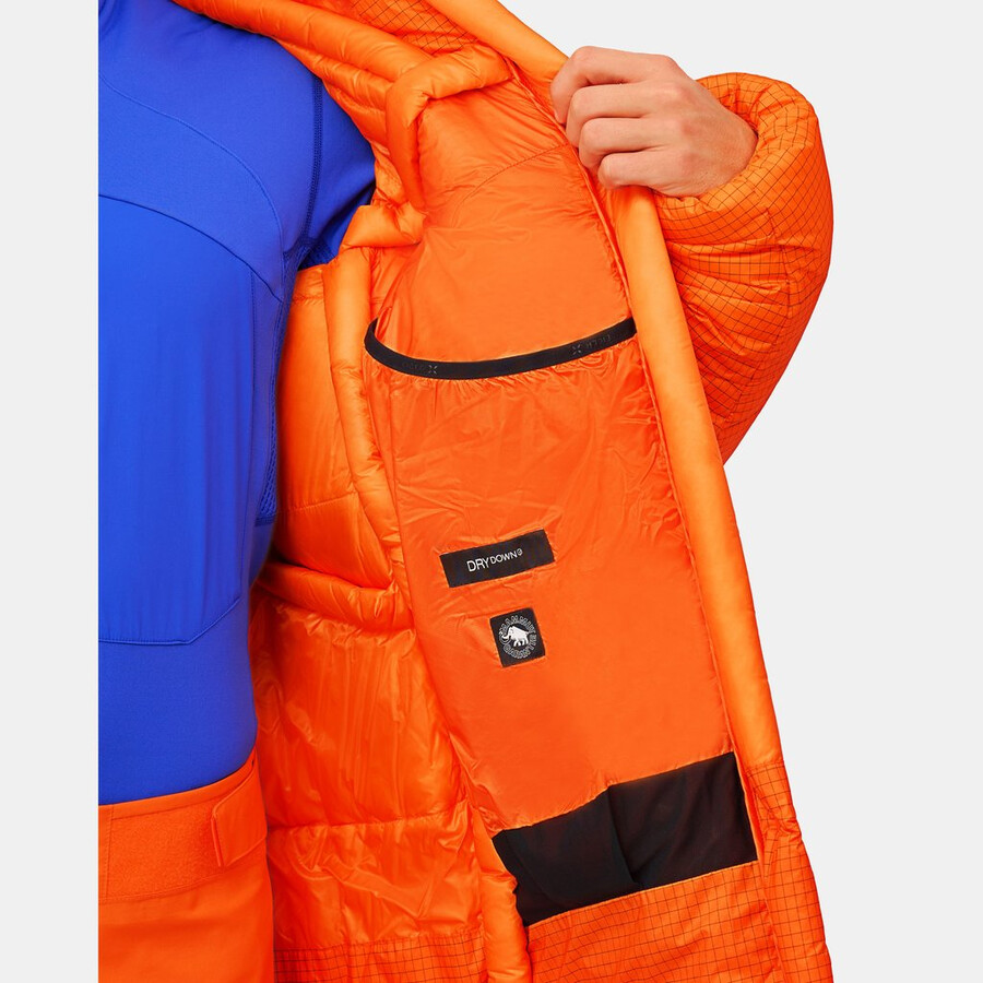 eiger nordwand pro down in hetteparka herre eiger oransje-eiger blå