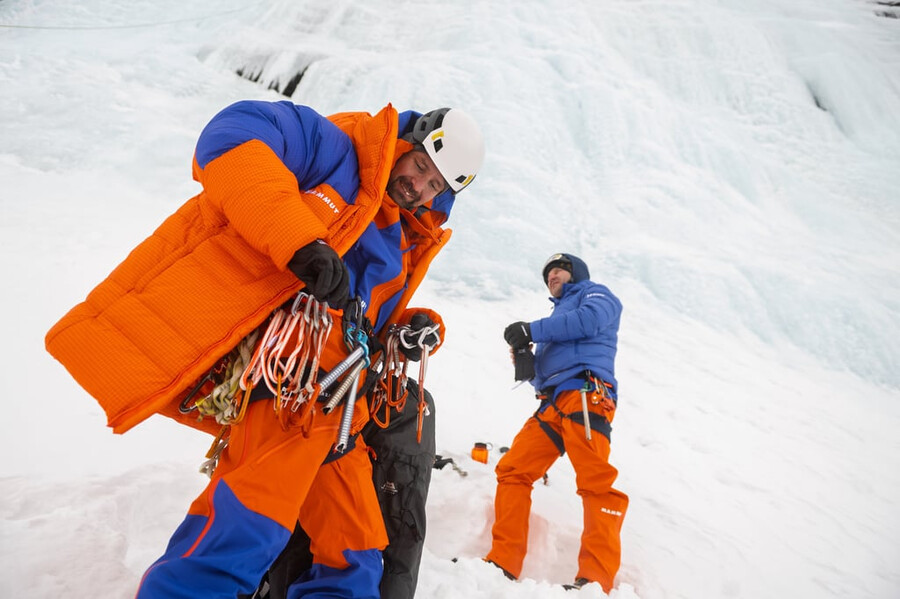 eiger nordwand pro down in hetteparka herre eiger oransje-eiger blå