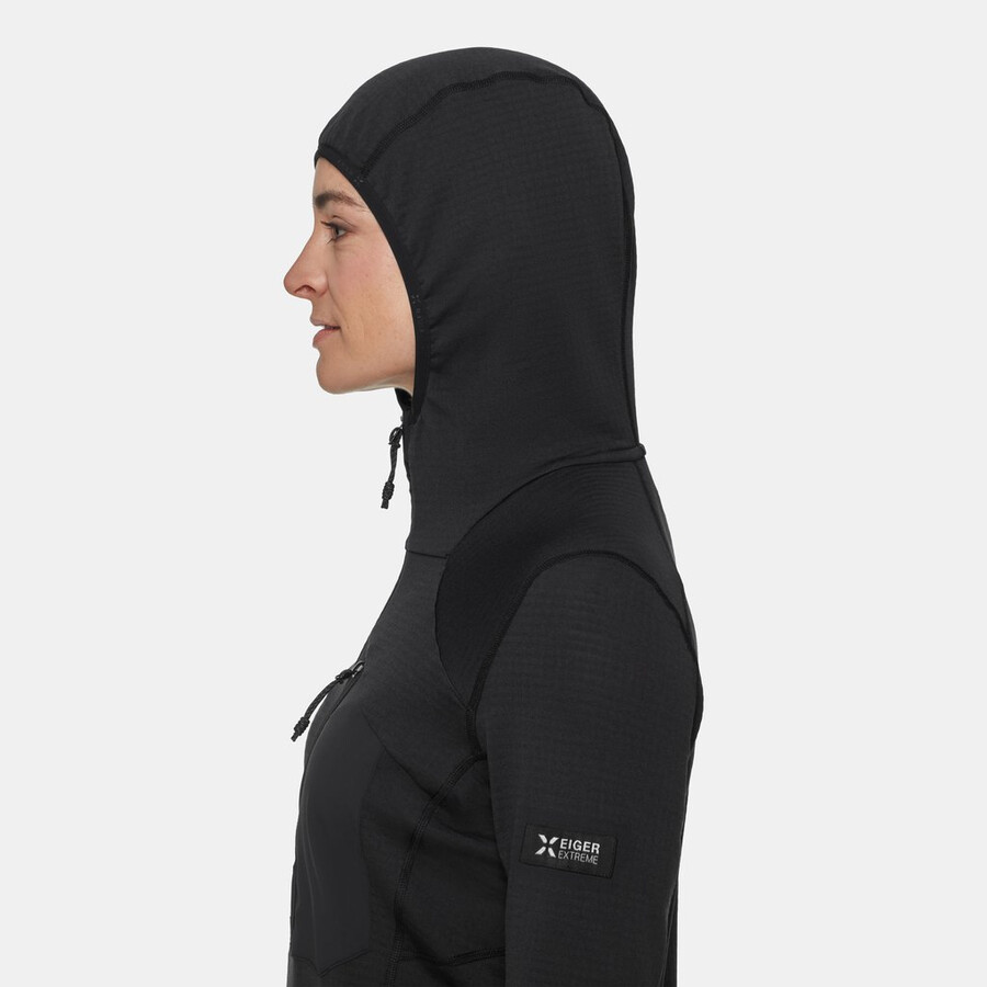 eiger nordwand advanced fl hettegenser med halv glidelås dame svart
