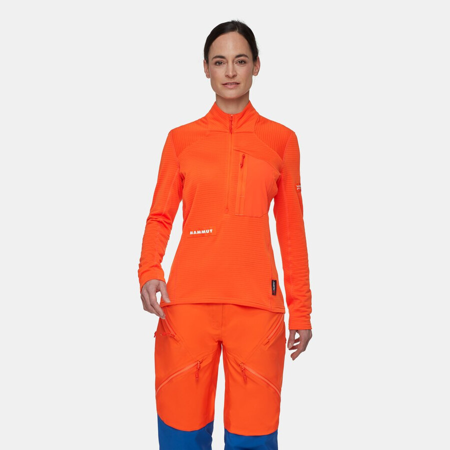 eiger nordwand advanced fl half zip pull dame eiger oransje