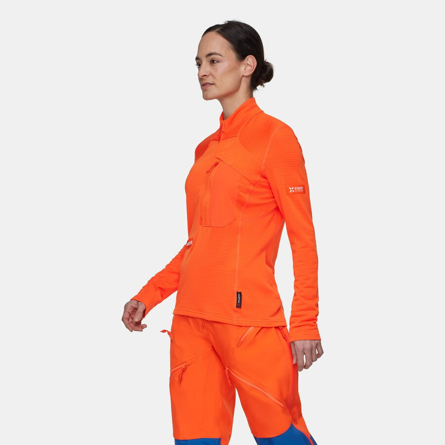eiger nordwand advanced fl half zip pull dame eiger oransje