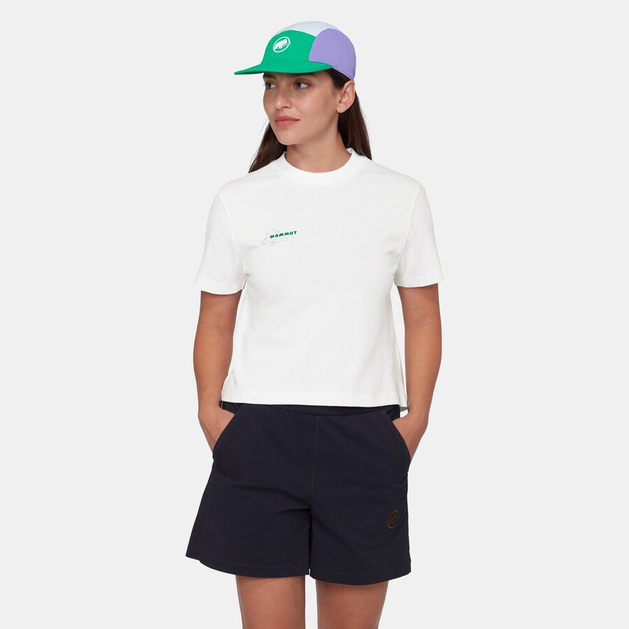 mammut base cropped t-skjorte dame isbrehvit
