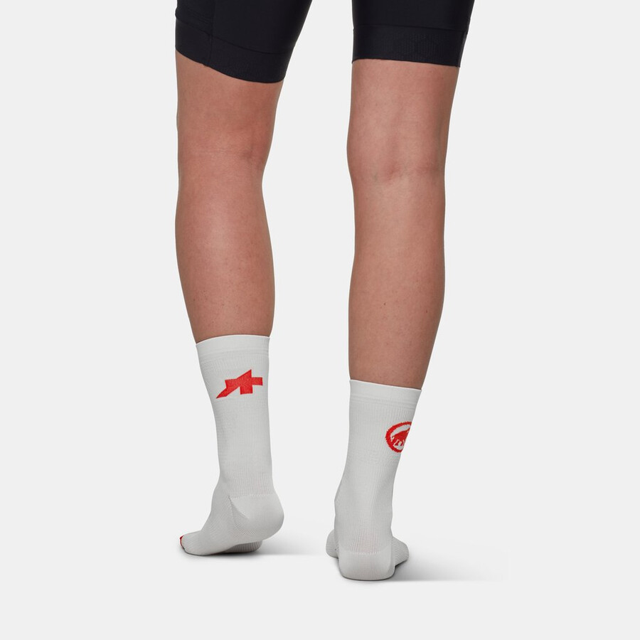 assos x mammut gravel sokker sommer hvit-rød
